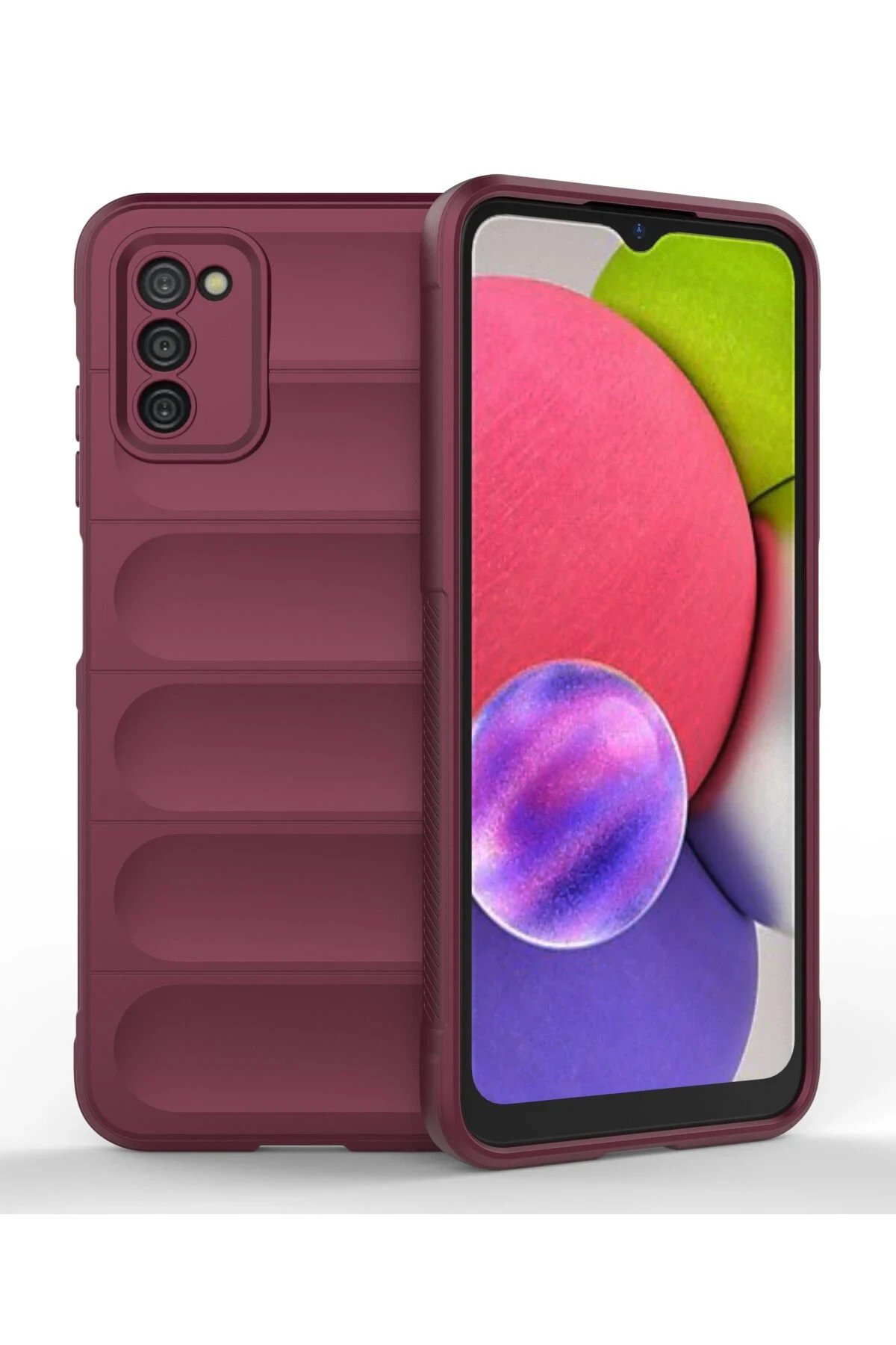 Newface Samsung Galaxy A03S Kılıf Optimum Silikon - Bordo
