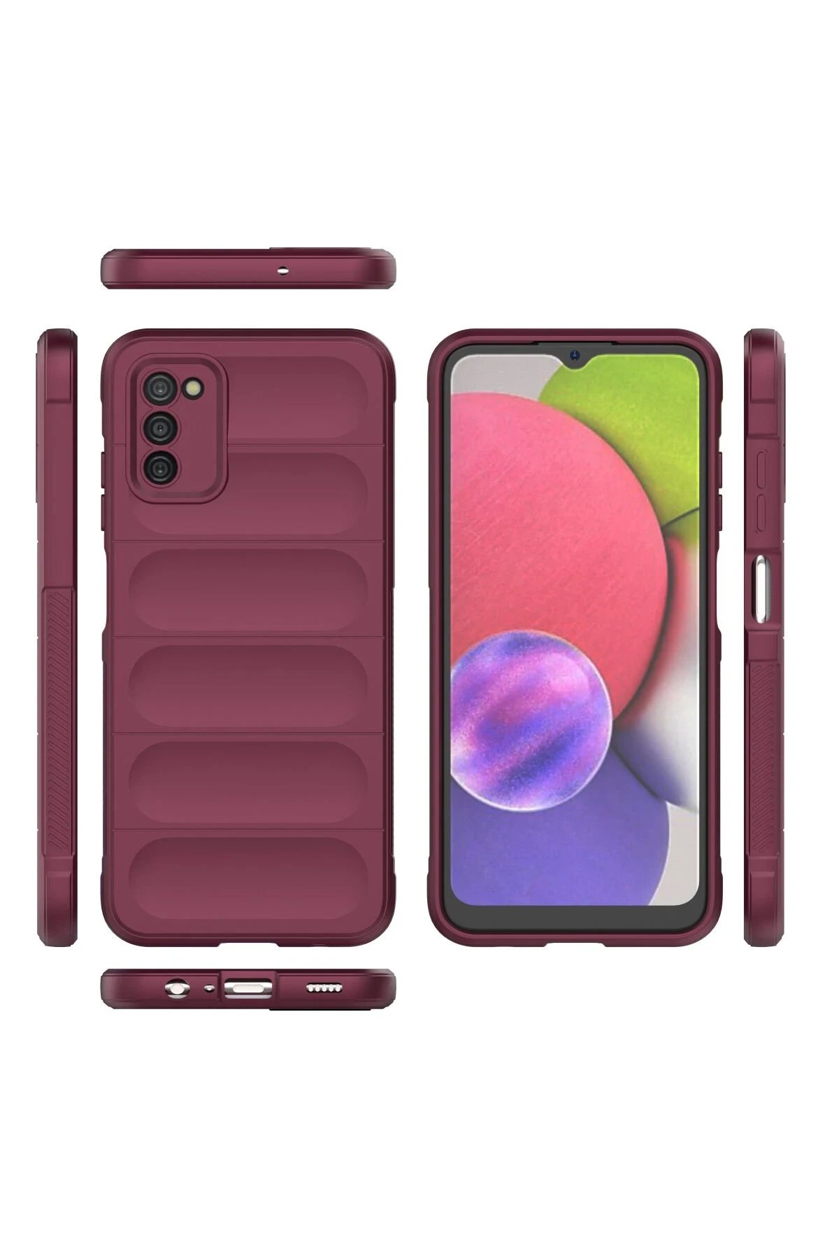 Newface Samsung Galaxy A03S Kılıf Optimum Silikon - Bordo