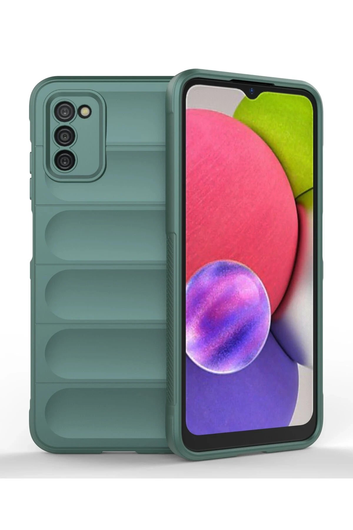 Newface Samsung Galaxy A03S Kılıf Optimum Silikon - Koyu Yeşil