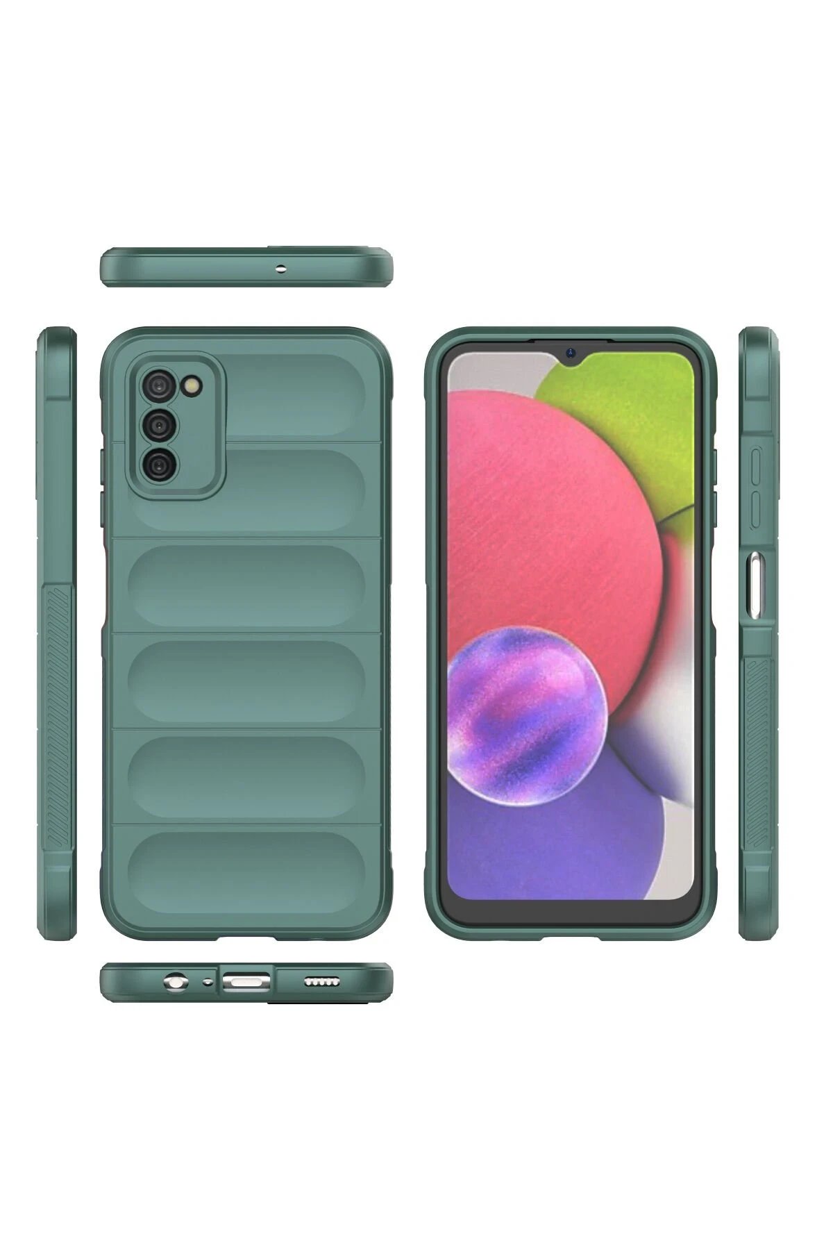 Newface Samsung Galaxy A03S Kılıf Optimum Silikon - Koyu Yeşil