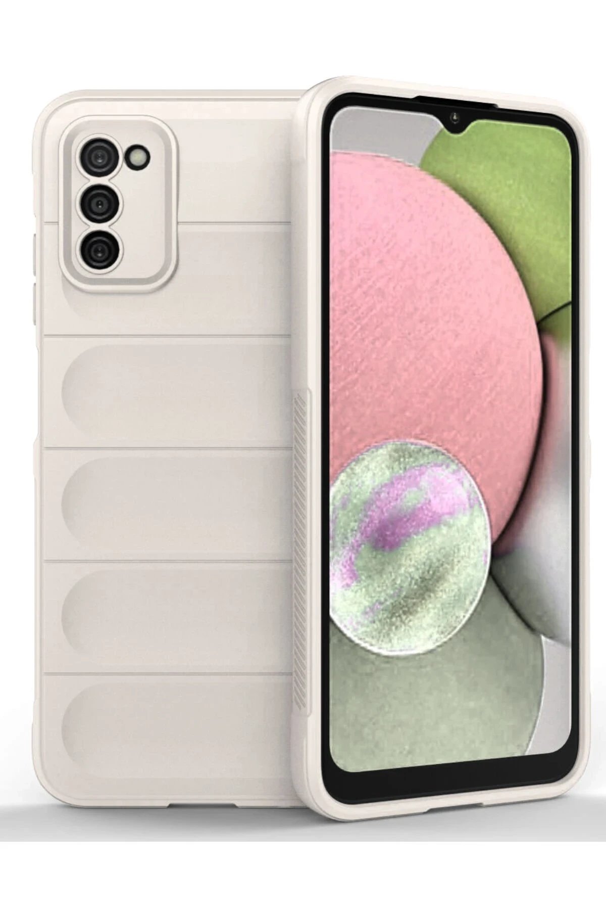 Newface Samsung Galaxy A03S Kılıf Optimum Silikon - Krem