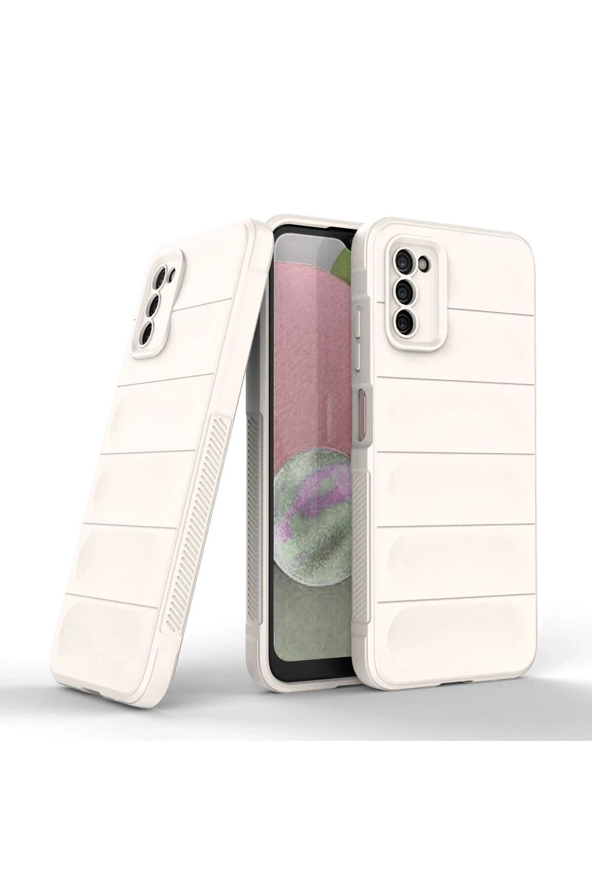 Newface Samsung Galaxy A03S Kılıf Optimum Silikon - Krem