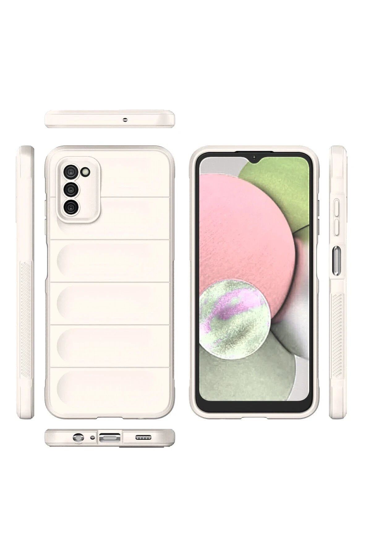 Newface Samsung Galaxy A03S Kılıf Optimum Silikon - Krem