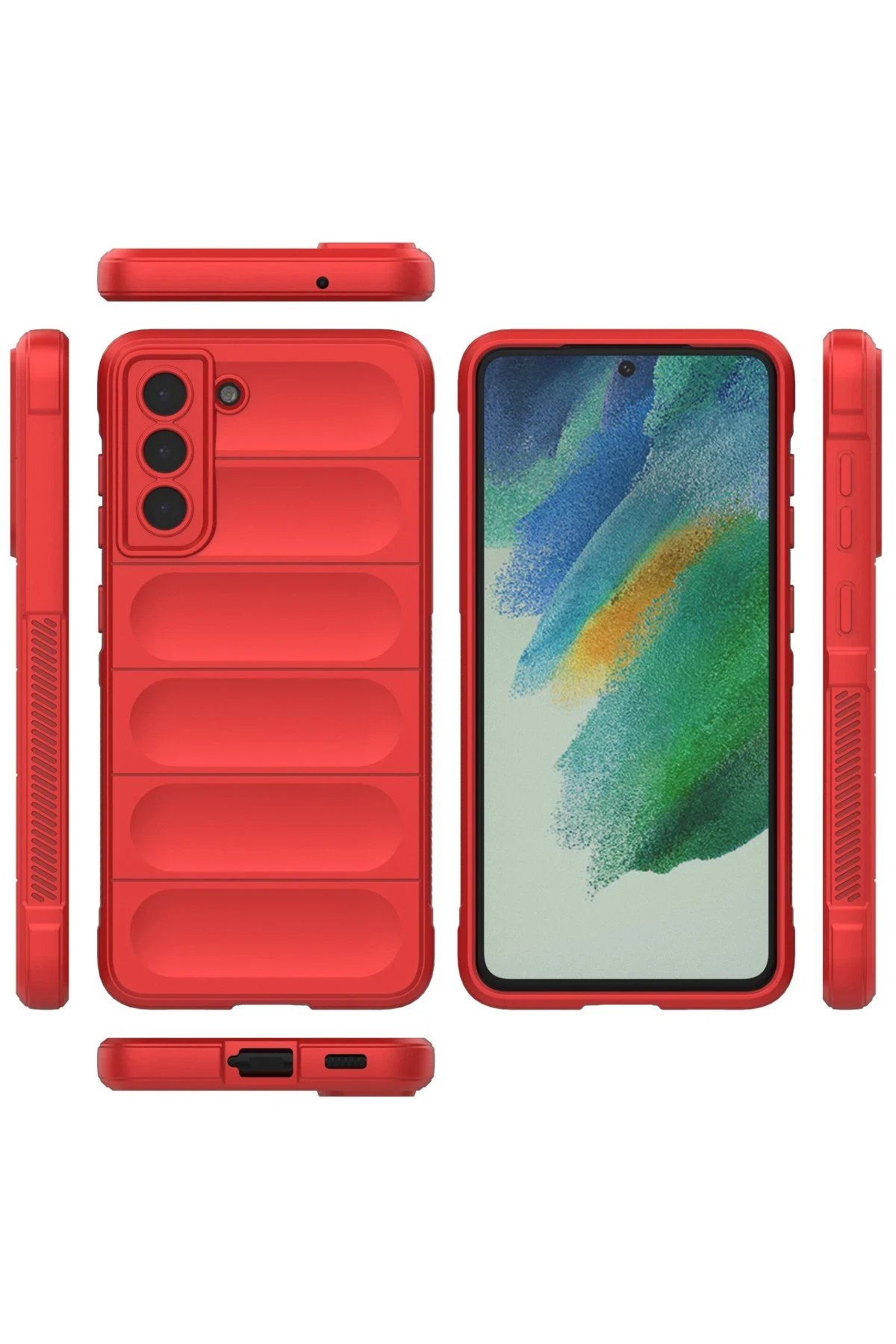 Newface Samsung Galaxy S21 FE Kılıf Optimum Silikon - Kırmızı