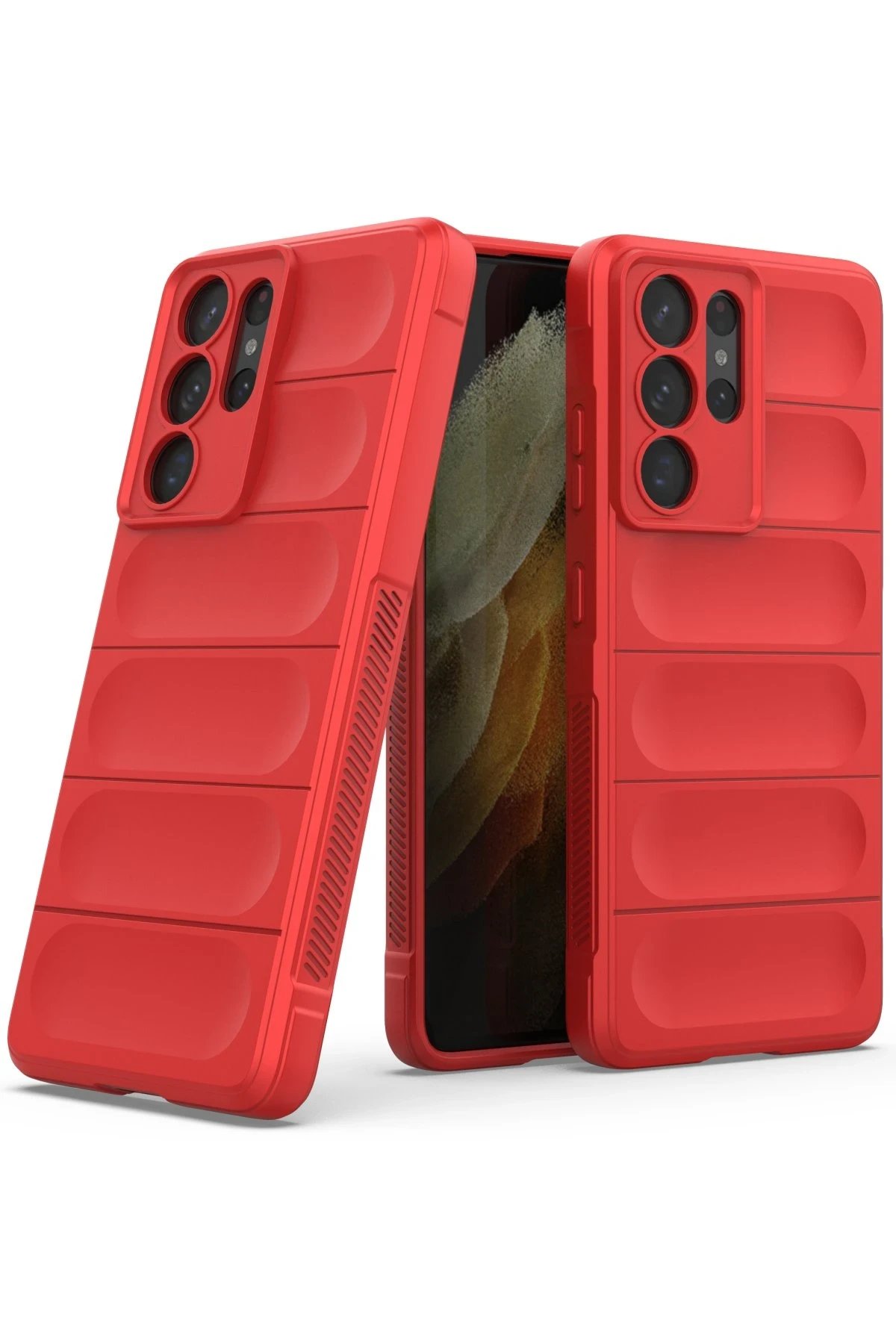 Newface Samsung Galaxy S21 Ultra Kılıf Optimum Silikon - Kırmızı