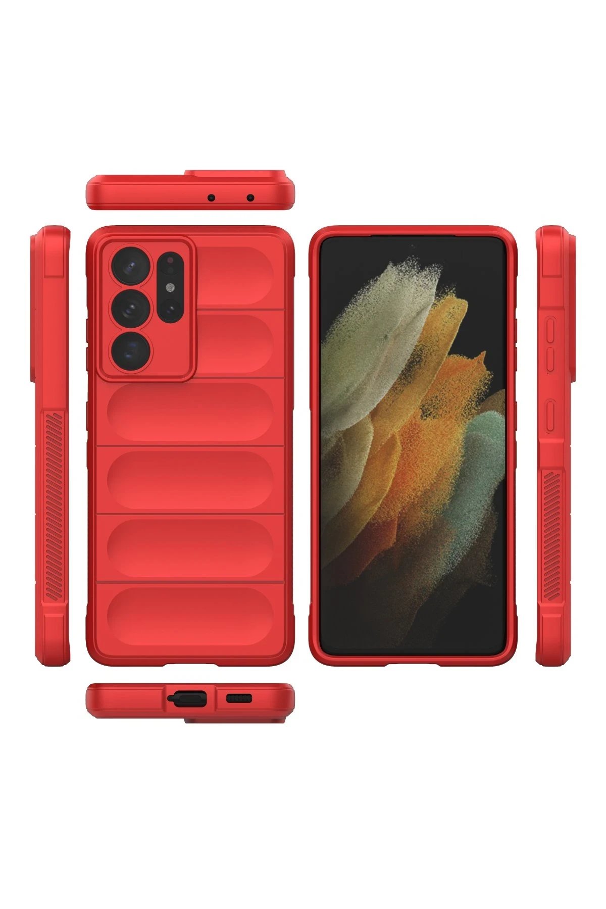 Newface Samsung Galaxy S21 Ultra Kılıf Optimum Silikon - Kırmızı