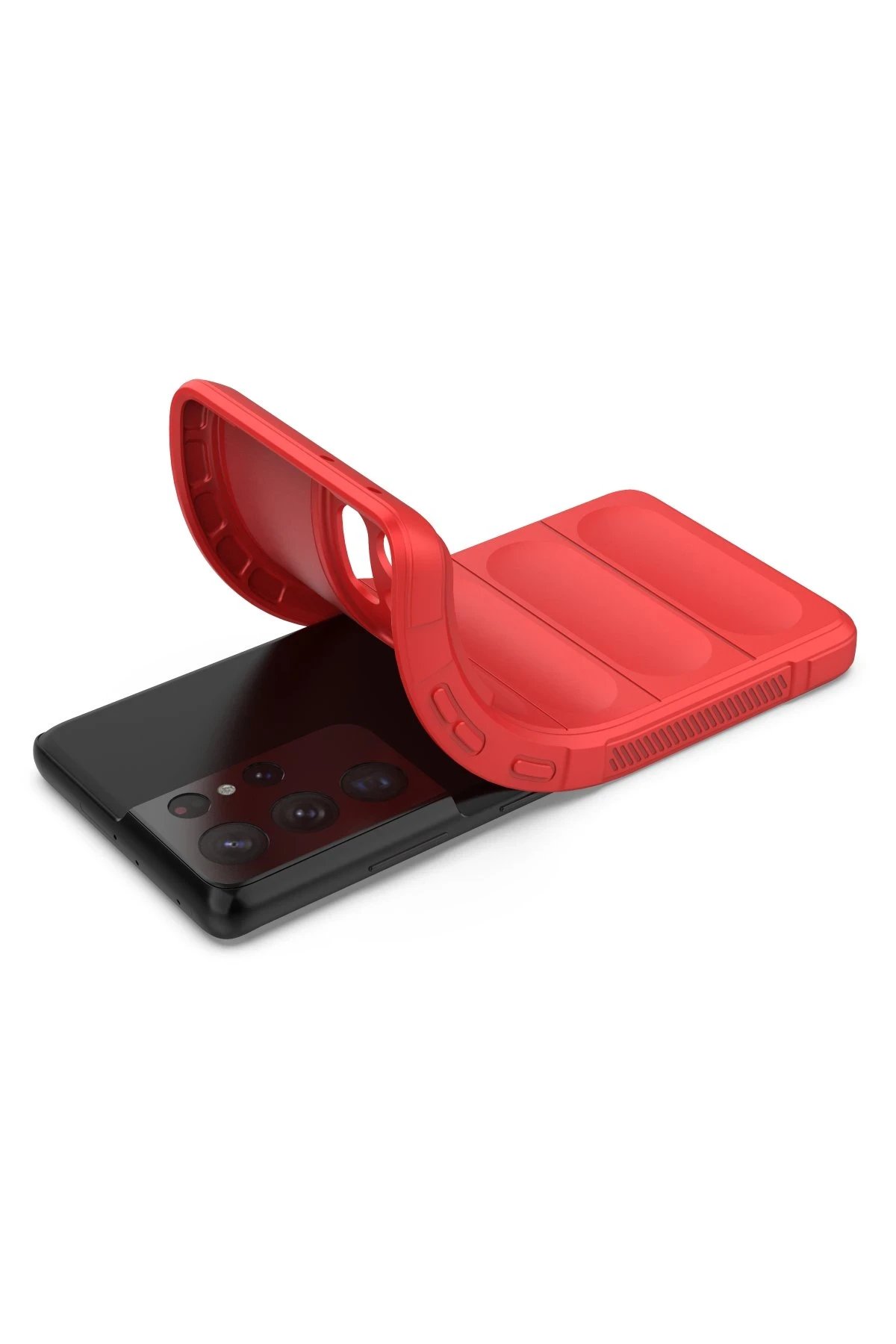 Newface Samsung Galaxy S21 Ultra Kılıf Optimum Silikon - Kırmızı