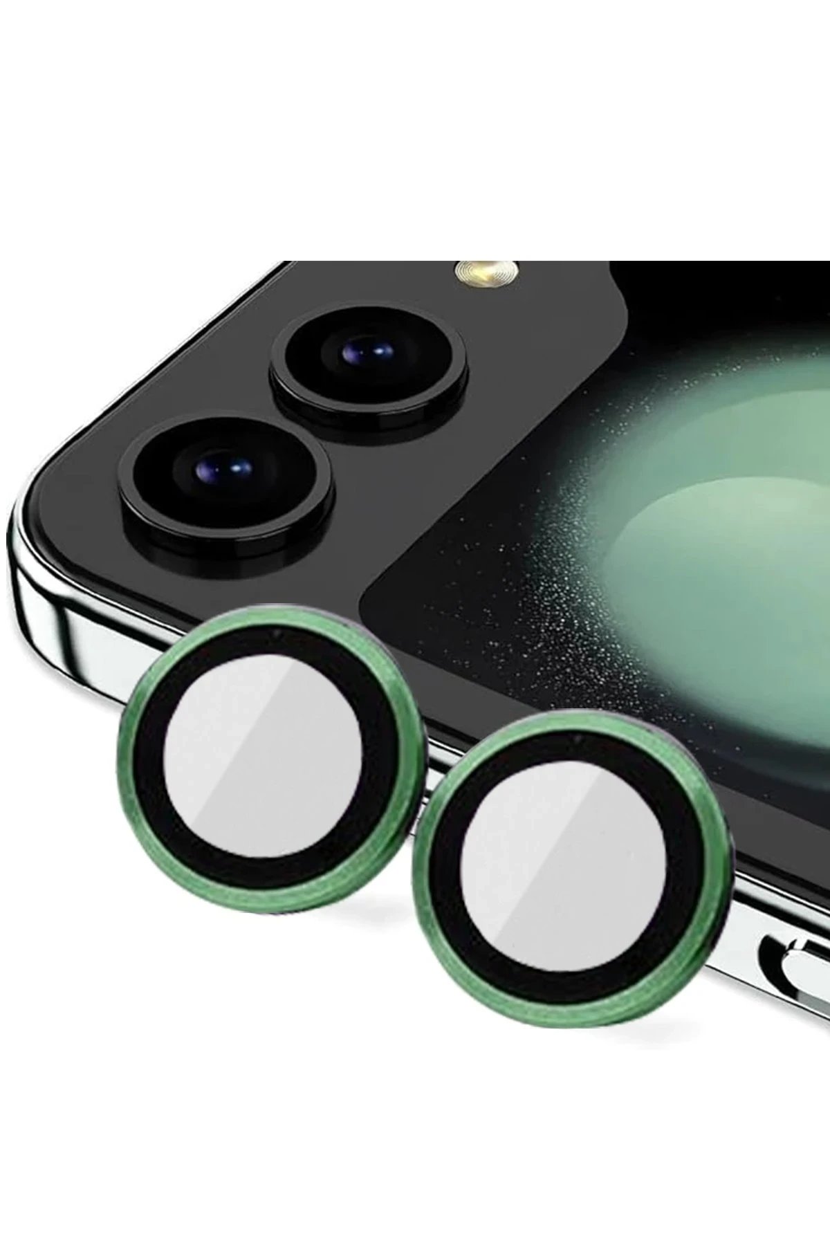 Newface Samsung Galaxy Z Flip 5 Valdez Metal Kamera Lens - Koyu Yeşil