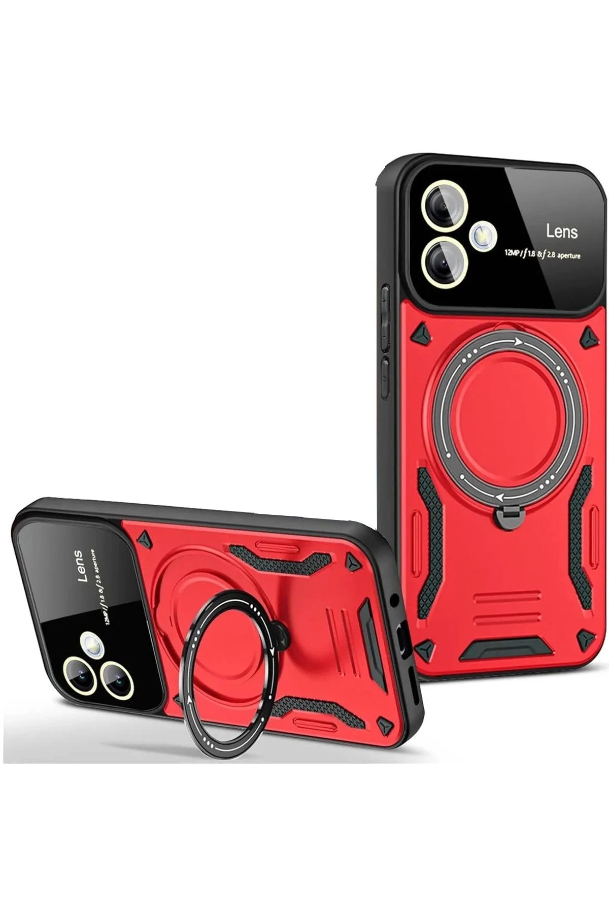 Newface Samsung Galaxy A05 Kılıf Joy Lens Standlı Kapak - Kırmızı