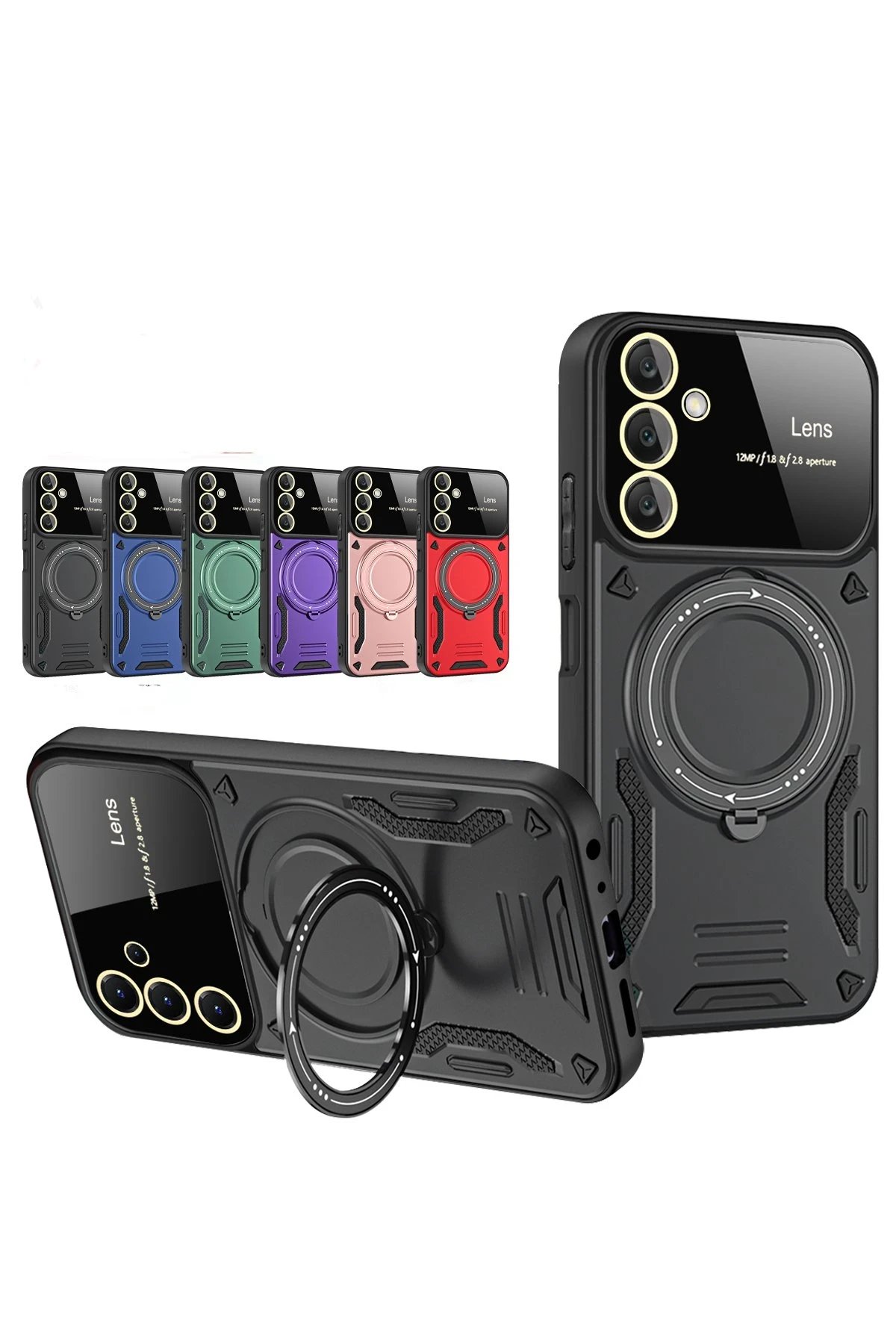 Newface Samsung Galaxy A14 4G Kılıf Joy Lens Standlı Kapak - Mor