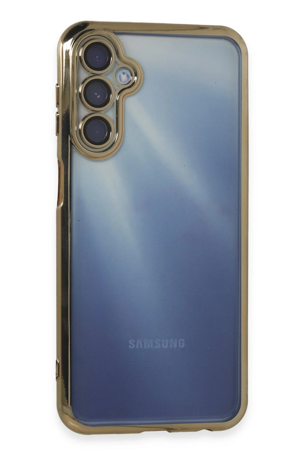 Newface Samsung Galaxy A15 4G Kılıf Razer Lensli Silikon - Gold