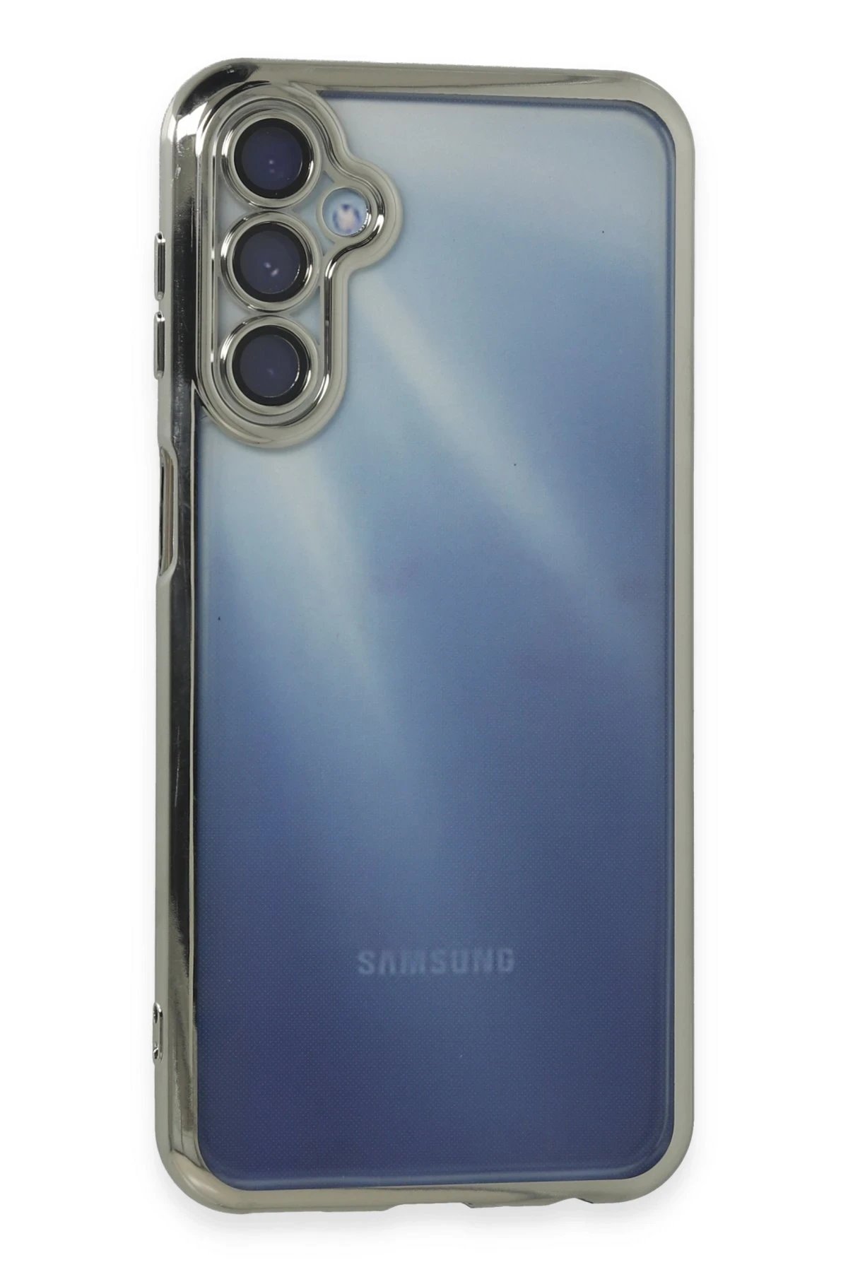 Newface Samsung Galaxy A55 5G Kılıf Razer Lensli Silikon - Gümüş