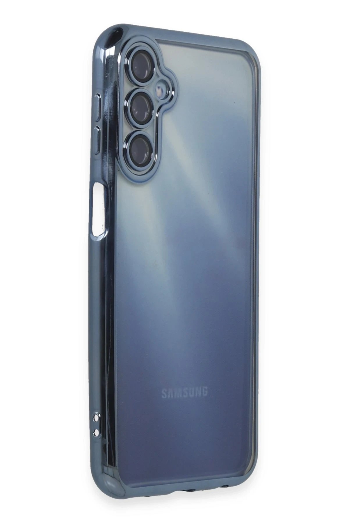 Newface Samsung Galaxy A55 5G Kılıf Razer Lensli Silikon - Sierra Blue