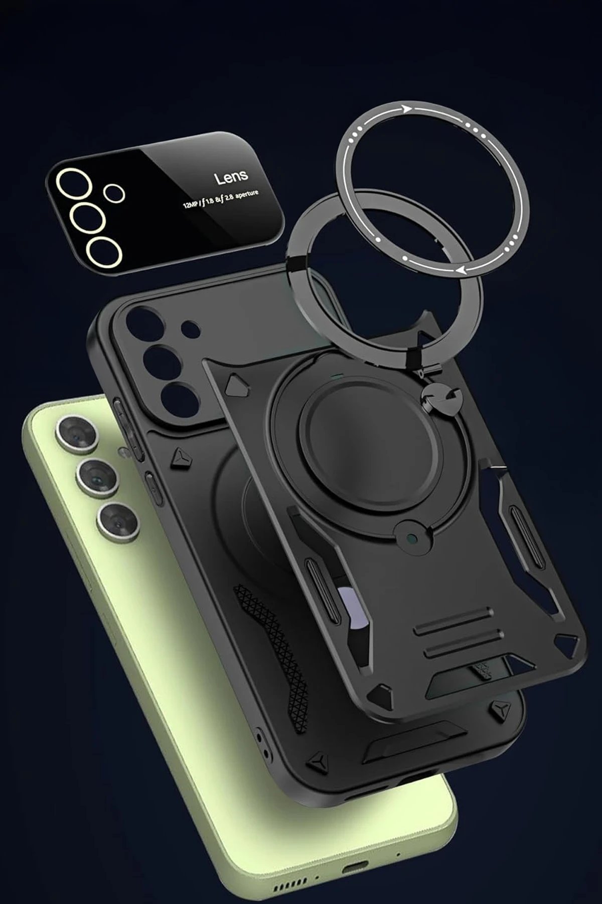 Newface Samsung Galaxy S24 FE Kılıf Joy Lens Standlı Kapak - Lacivert