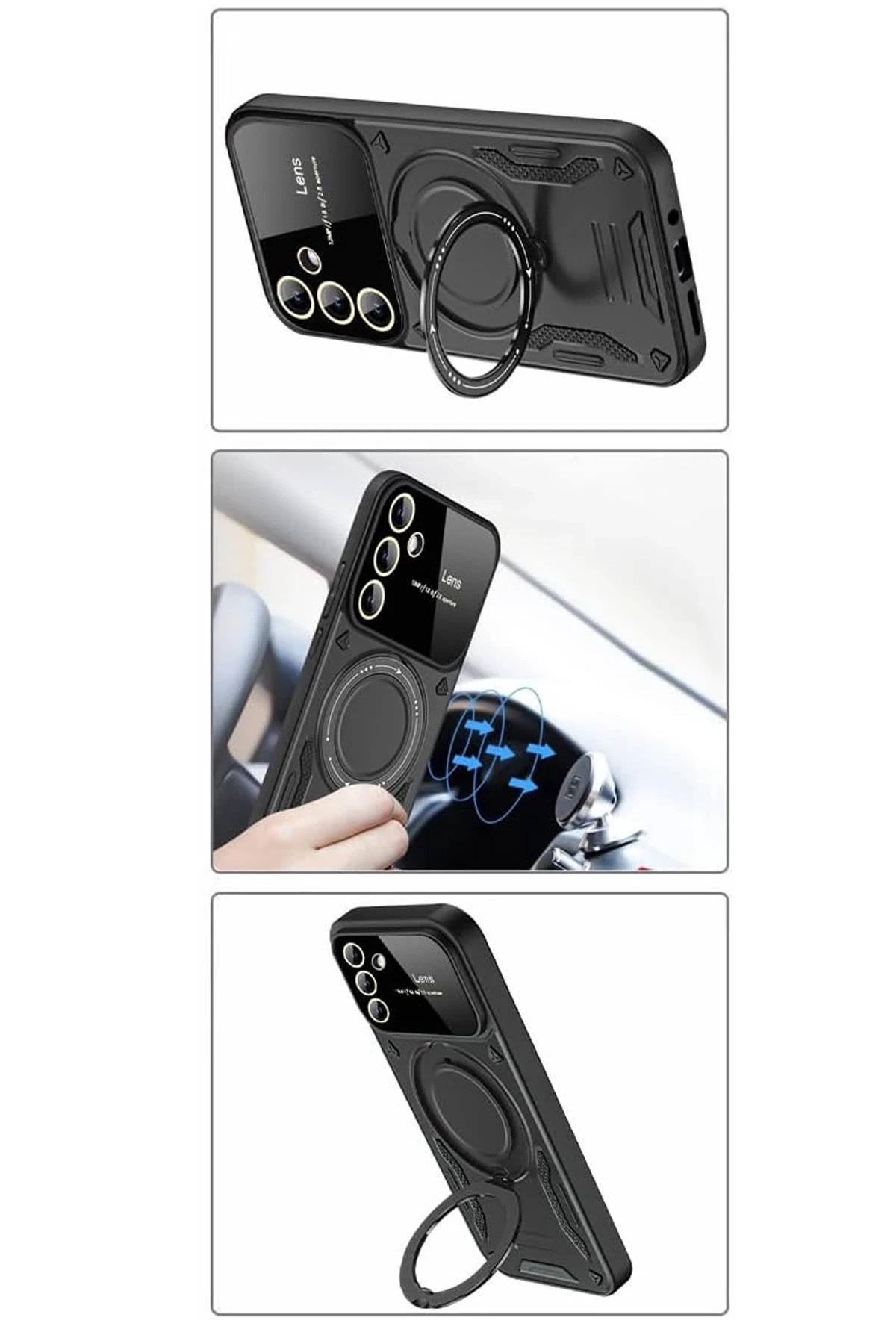 Newface Samsung Galaxy S24 FE Kılıf Joy Lens Standlı Kapak - Lacivert