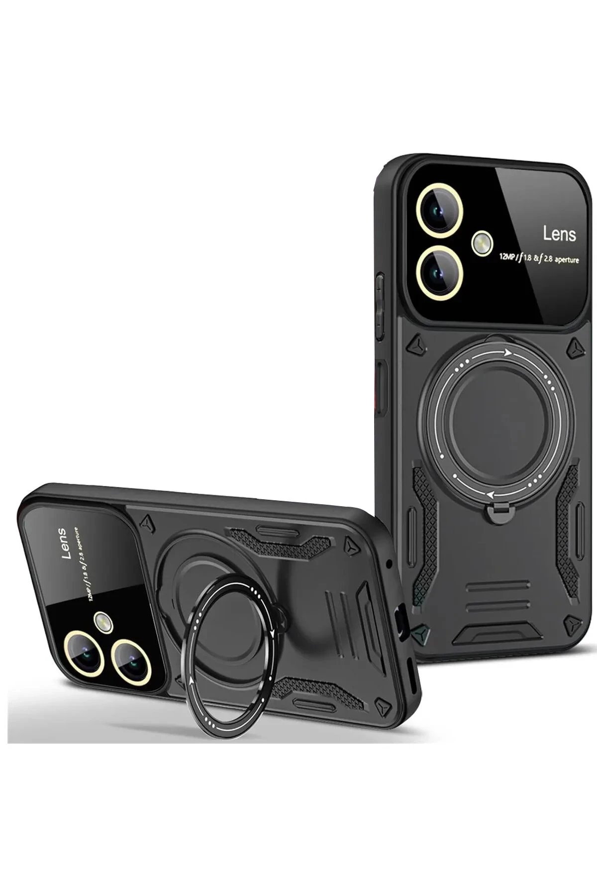 Newface Samsung Galaxy A06 Kılıf Joy Lens Standlı Kapak - Siyah