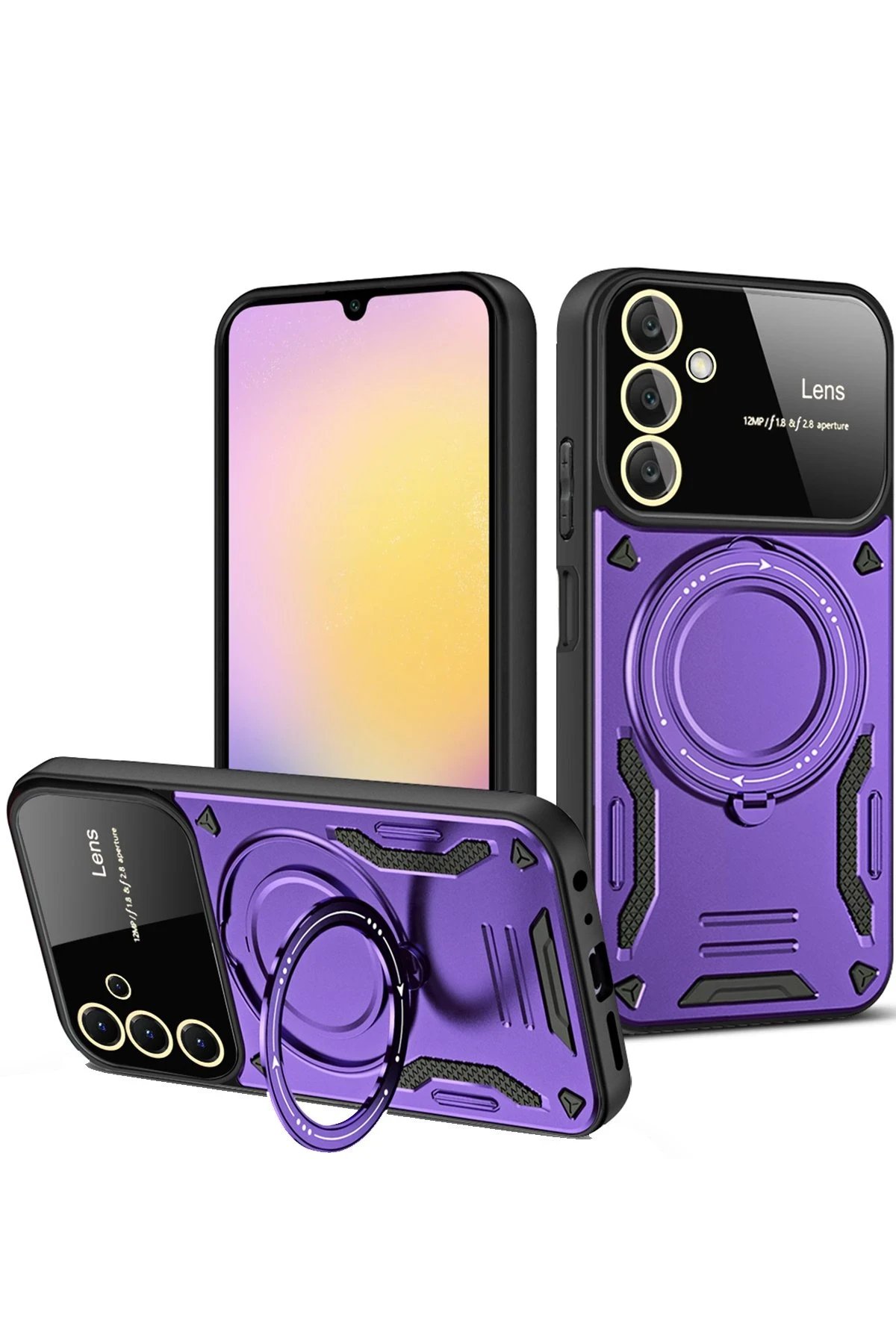 Newface Samsung Galaxy A36 Kılıf Joy Lens Standlı Kapak - Mor