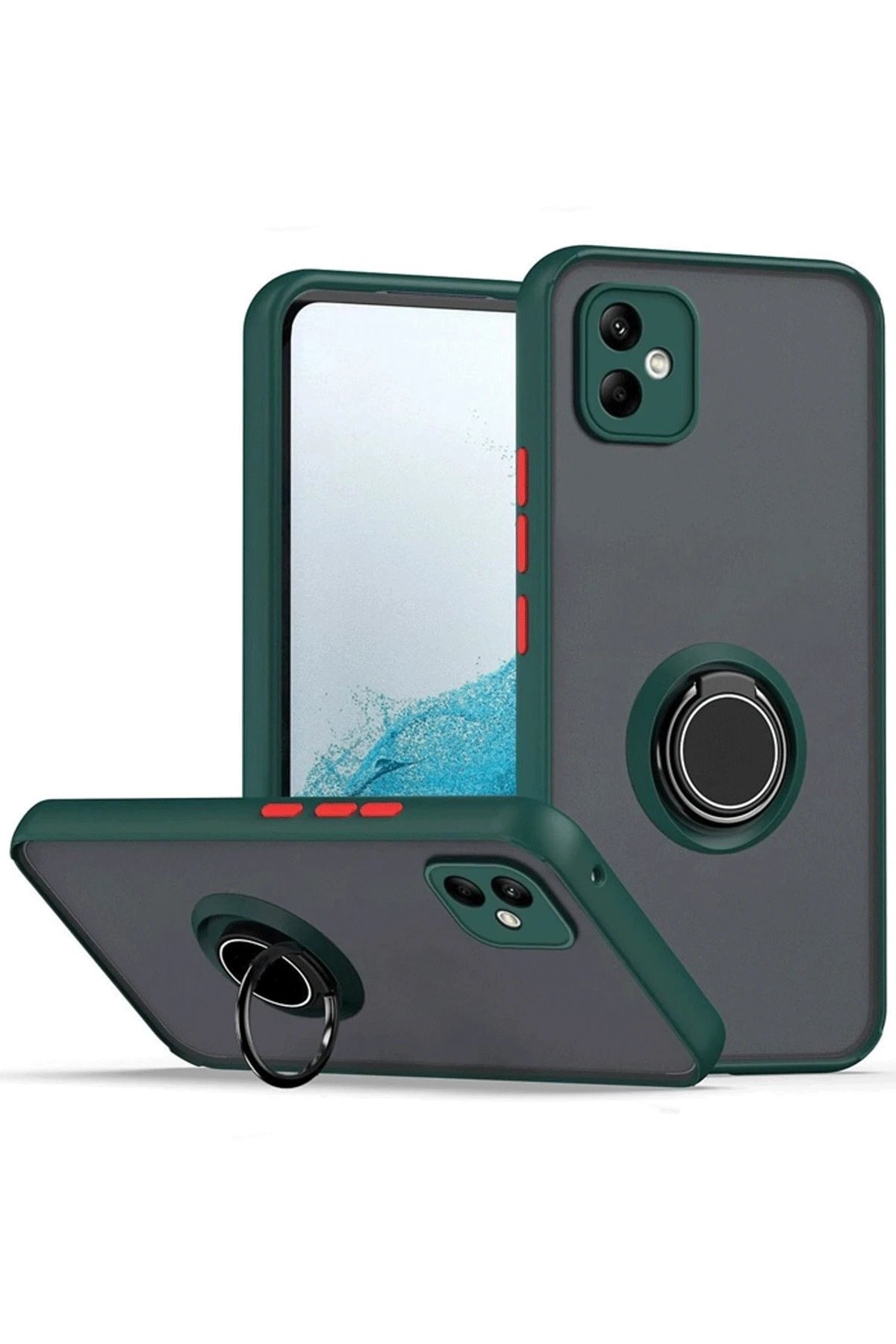 Newface Samsung Galaxy A06 Kılıf Montreal Yüzüklü Silikon Kapak - Yeşil