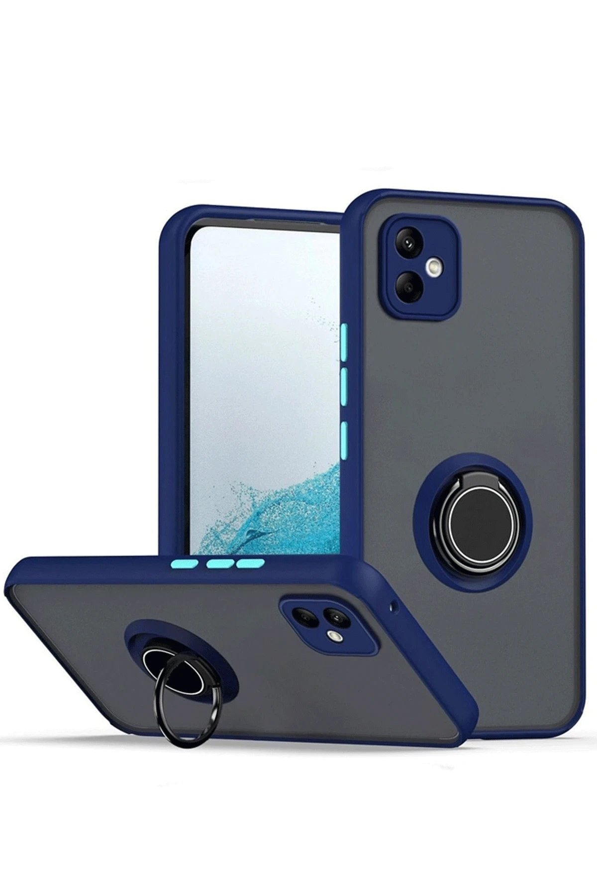 Newface Samsung Galaxy A06 Kılıf Montreal Yüzüklü Silikon Kapak - Lacivert