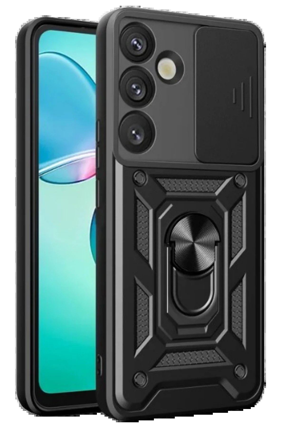 Newface Samsung Galaxy S25 Kılıf Pars Lens Yüzüklü Silikon - Siyah