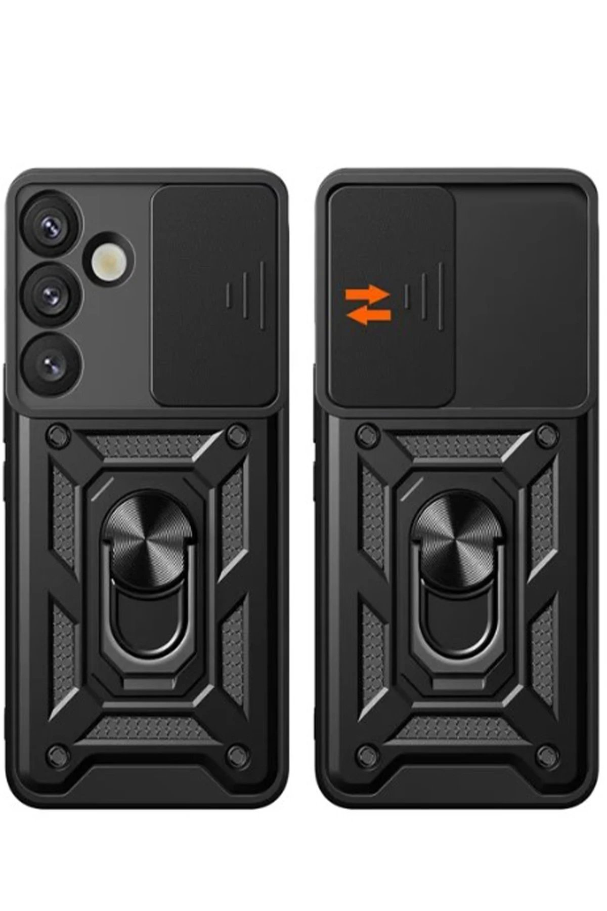 Newface Samsung Galaxy S25 Kılıf Pars Lens Yüzüklü Silikon - Kırmızı