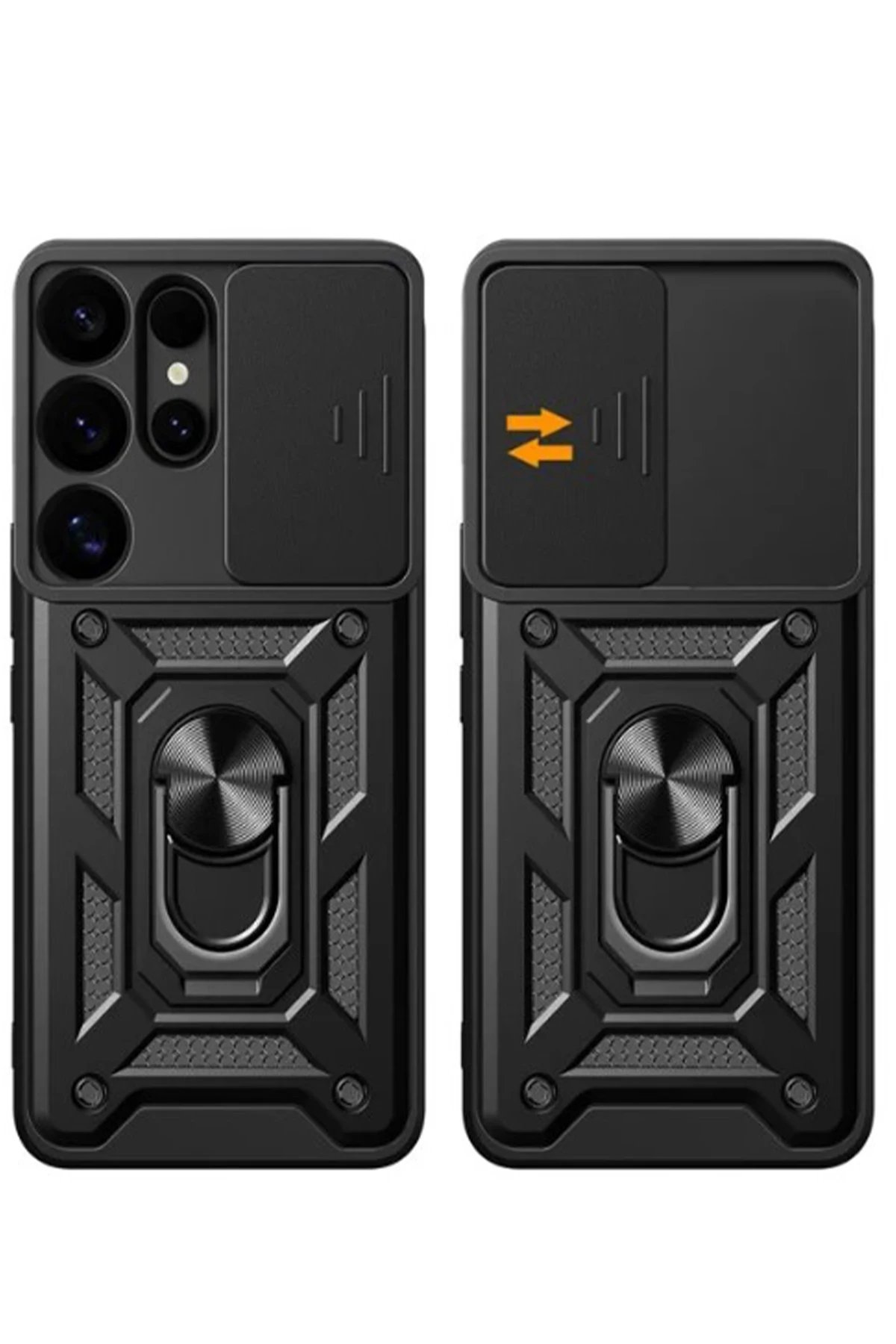 Newface Samsung Galaxy S25 Ultra Kılıf Pars Lens Yüzüklü Silikon - Kırmızı