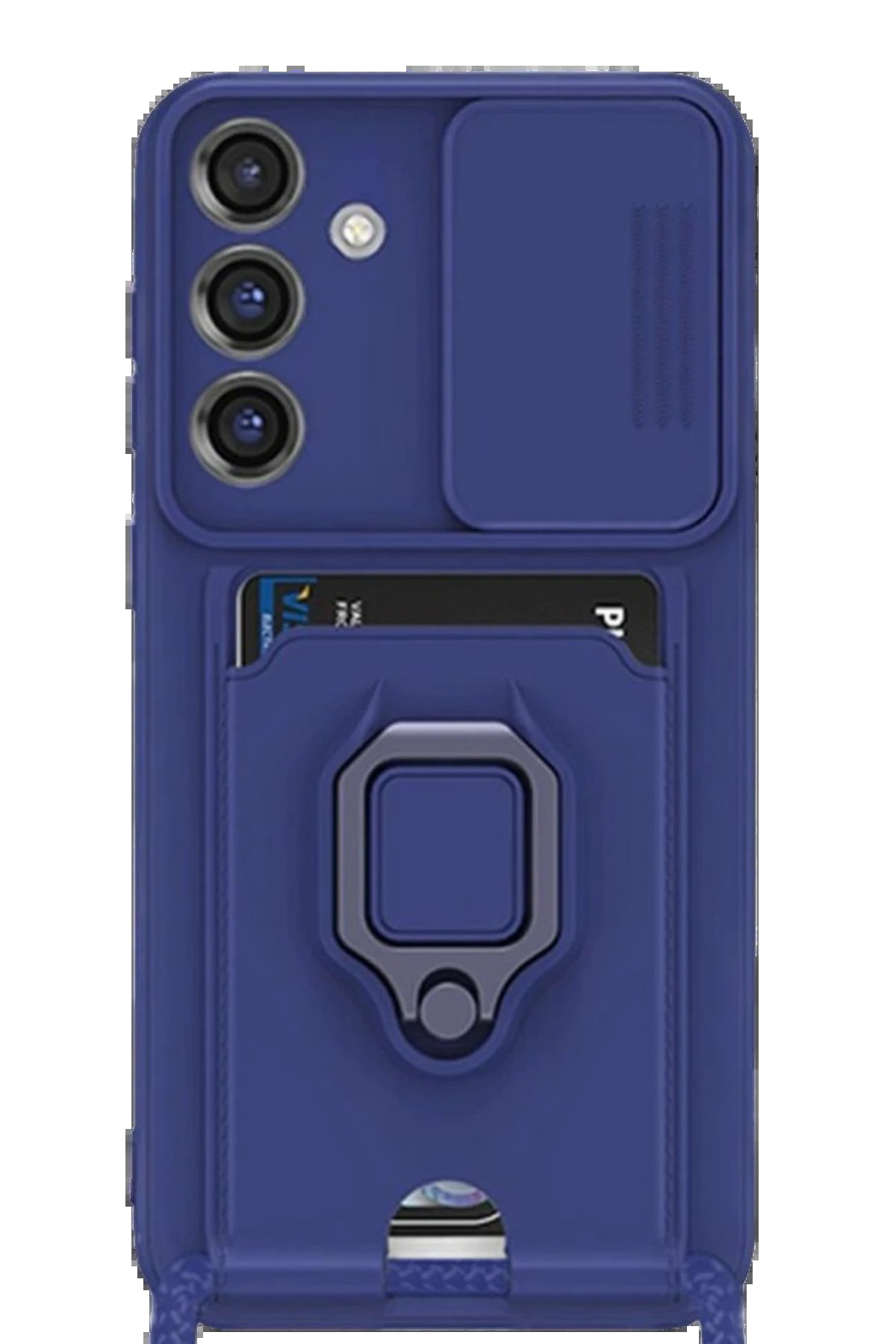 Newface Samsung Galaxy S25 Plus Kılıf Zuma Kartvizitli Yüzüklü Silikon - Lacivert