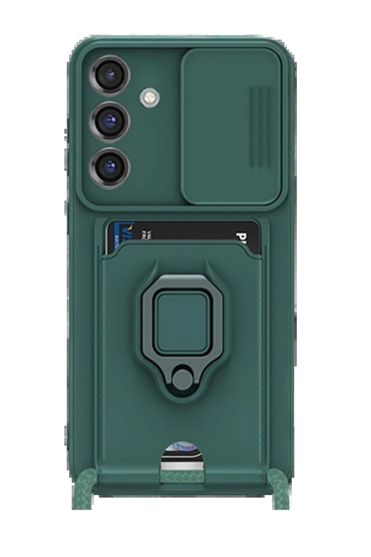 Newface Samsung Galaxy S25 Plus Kılıf Zuma Kartvizitli Yüzüklü Silikon - Yeşil