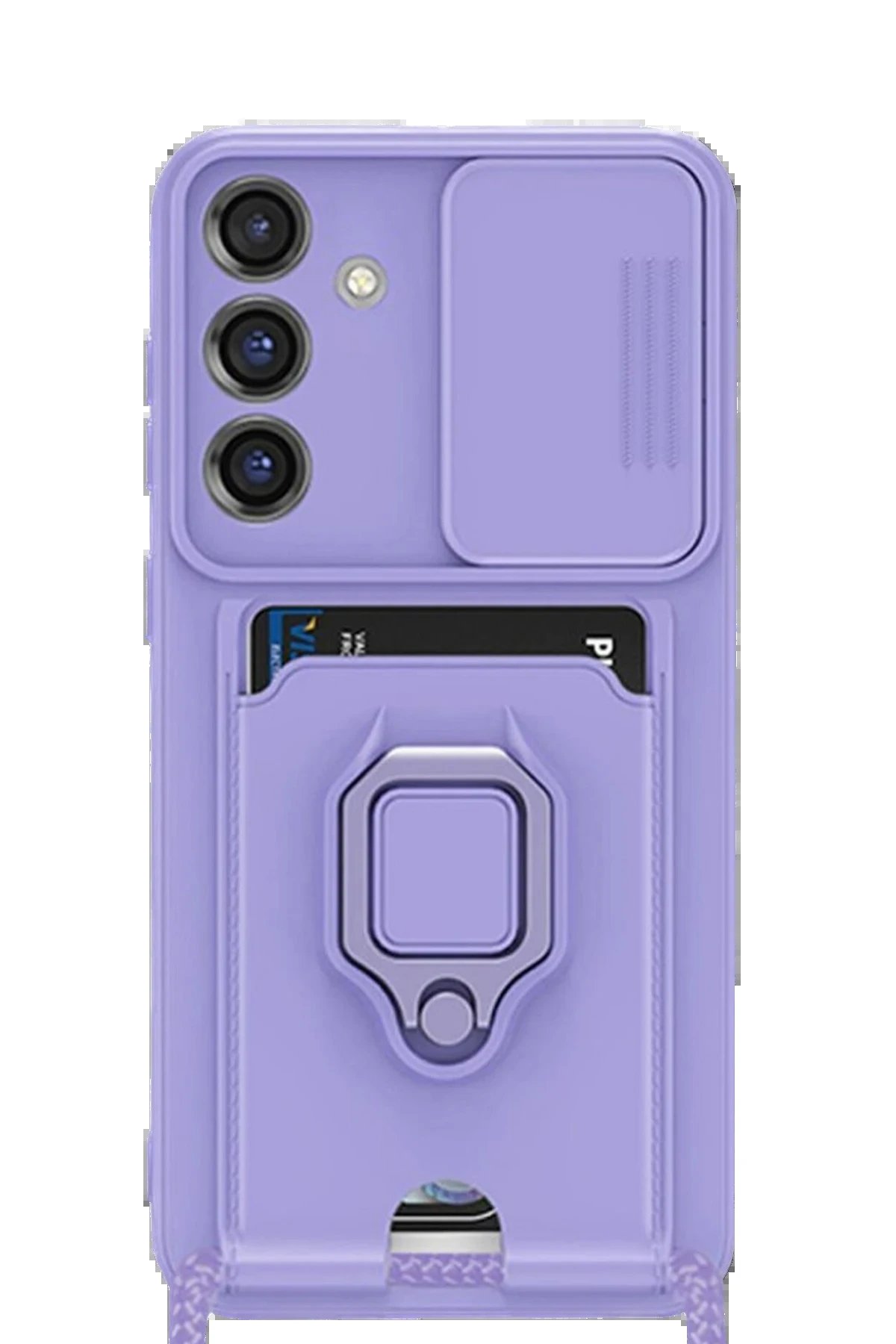 Newface Samsung Galaxy S25 Plus Kılıf Zuma Kartvizitli Yüzüklü Silikon - Lila