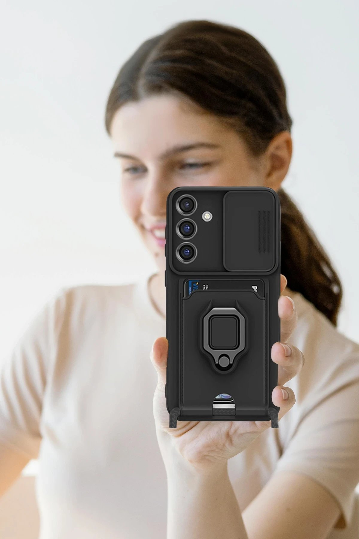 Newface Samsung Galaxy S25 Plus Kılıf Zuma Kartvizitli Yüzüklü Silikon - Lila