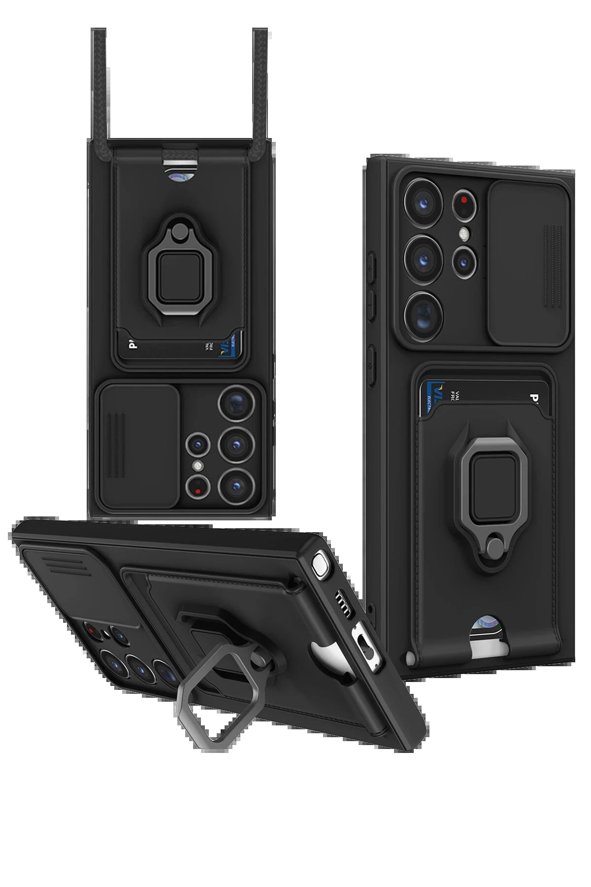 Newface Samsung Galaxy S25 Ultra Kılıf Zuma Kartvizitli Yüzüklü Silikon - Siyah