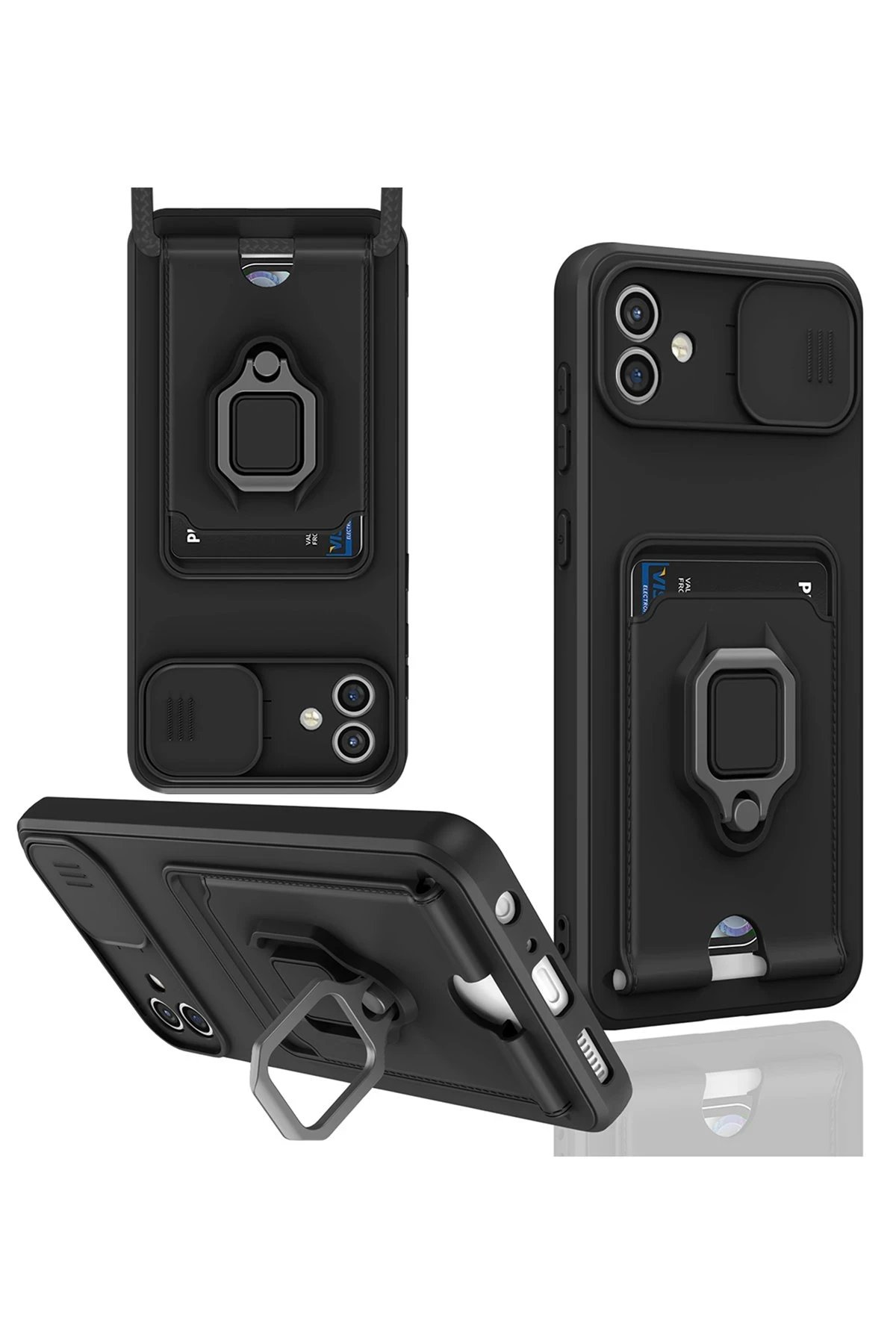 Newface Samsung Galaxy A06 Kılıf Zuma Kartvizitli Yüzüklü Silikon - Siyah