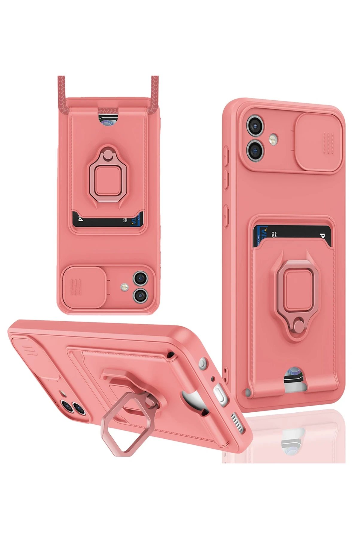 Newface Samsung Galaxy A06 Kılıf Zuma Kartvizitli Yüzüklü Silikon - Pembe