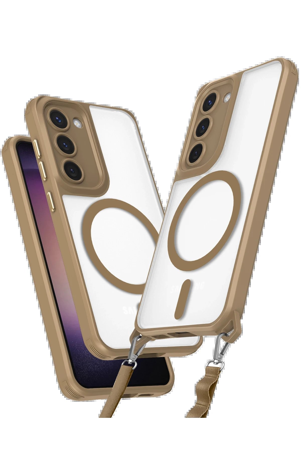 Newface Samsung Galaxy S23 Kılıf Enka Magsafe Silikon Kılıf - Desert