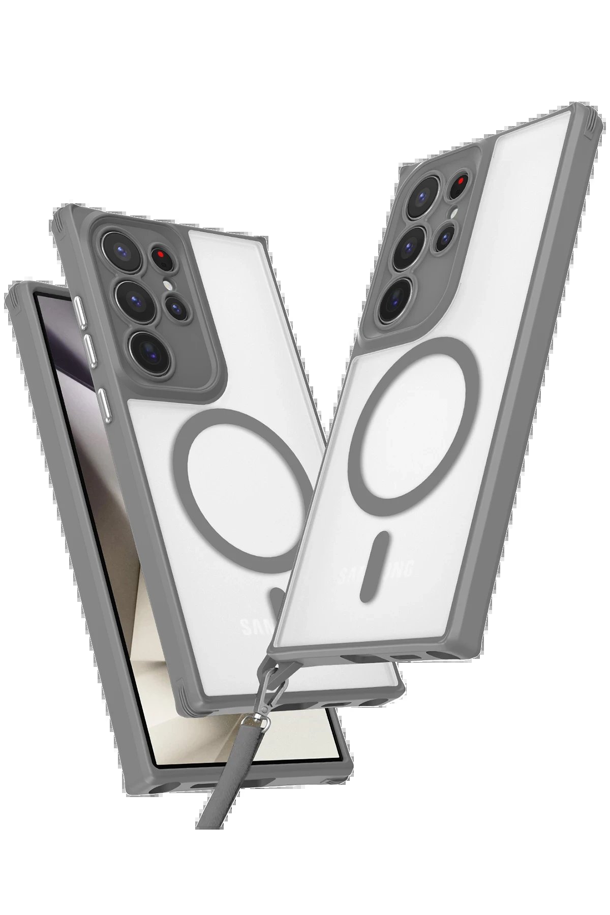 Newface Samsung Galaxy S24 Ultra Kılıf Enka Magsafe Silikon Kılıf - Titan Gri