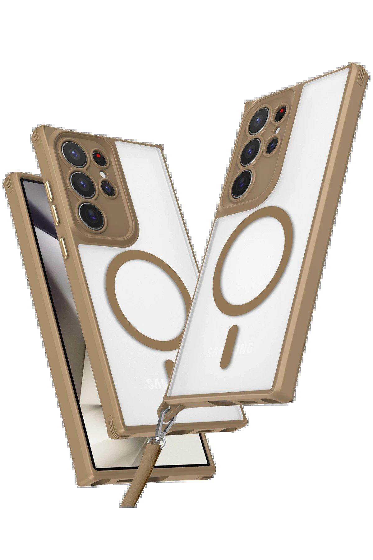 Newface Samsung Galaxy S25 Ultra Kılıf Enka Magsafe Silikon Kılıf - Desert