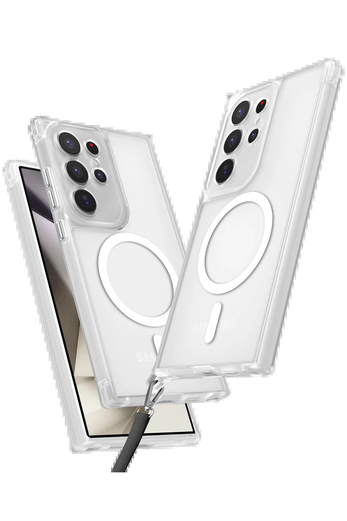 Newface Samsung Galaxy S25 Ultra Kılıf Enka Magsafe Silikon Kılıf - Şeffaf