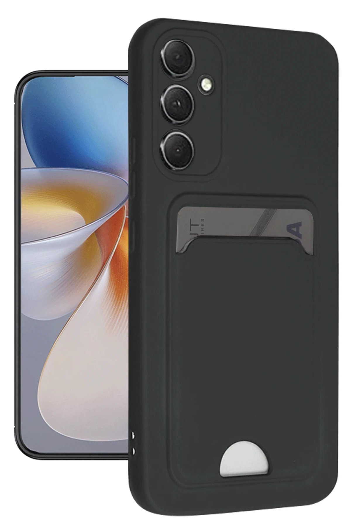 Newface Samsung Galaxy A16 5G Kılıf Kelvin Kartvizitli Silikon - Siyah