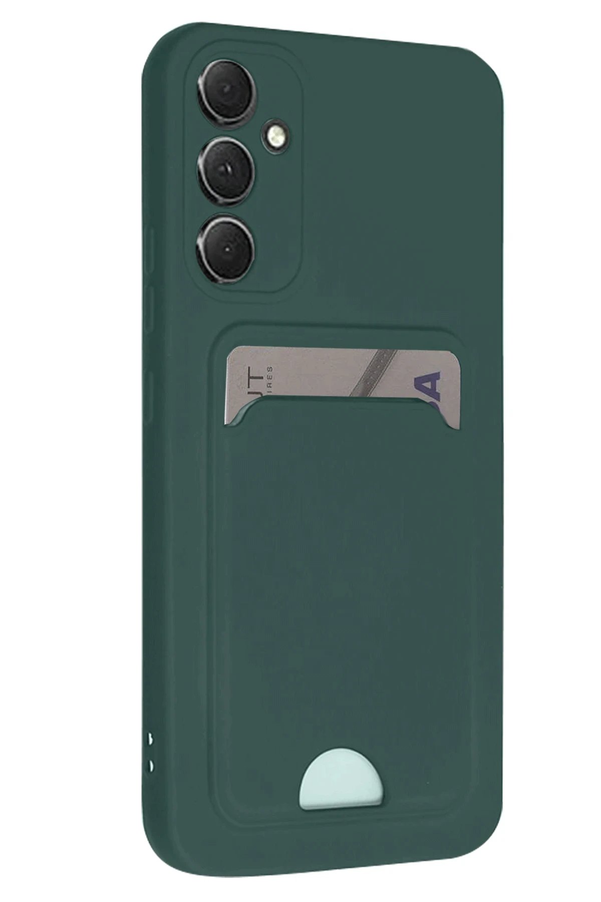 Newface Samsung Galaxy A16 5G Kılıf Kelvin Kartvizitli Silikon - Koyu Yeşil