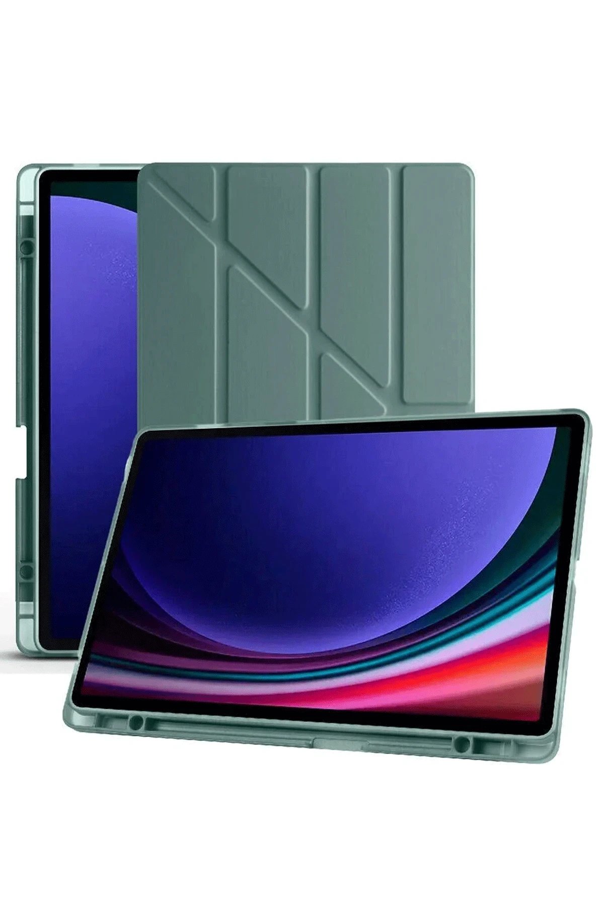 Newface Samsung Galaxy X510 Tab S9 FE 11 Kılıf Kalemlikli Mars Tablet Kılıfı - Koyu Yeşil