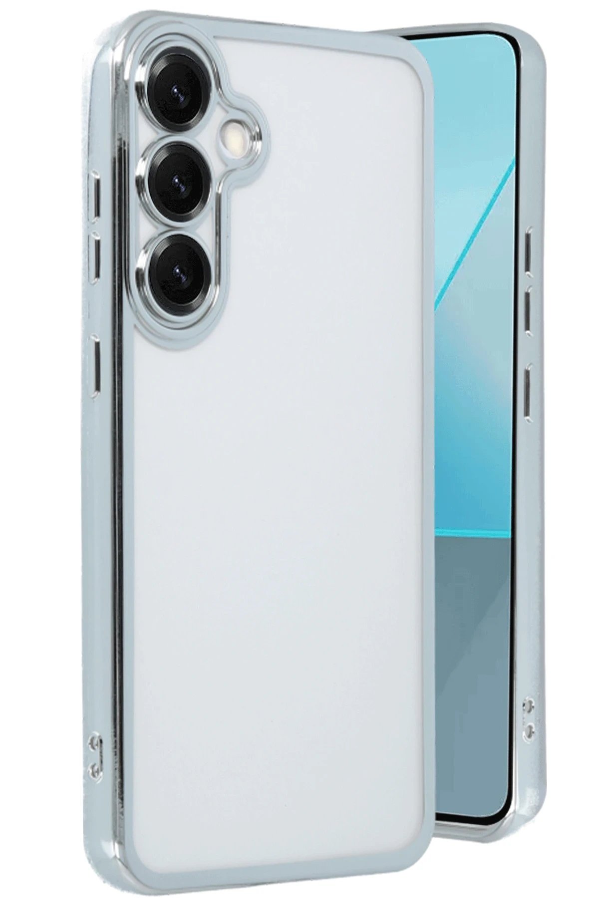 Newface Samsung Galaxy S25 Plus Kılıf Razer Lensli Silikon - Gümüş