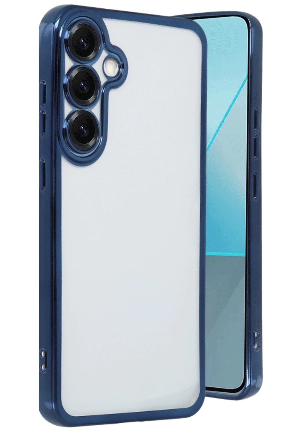 Newface Samsung Galaxy S25 Plus Kılıf Razer Lensli Silikon - Lacivert