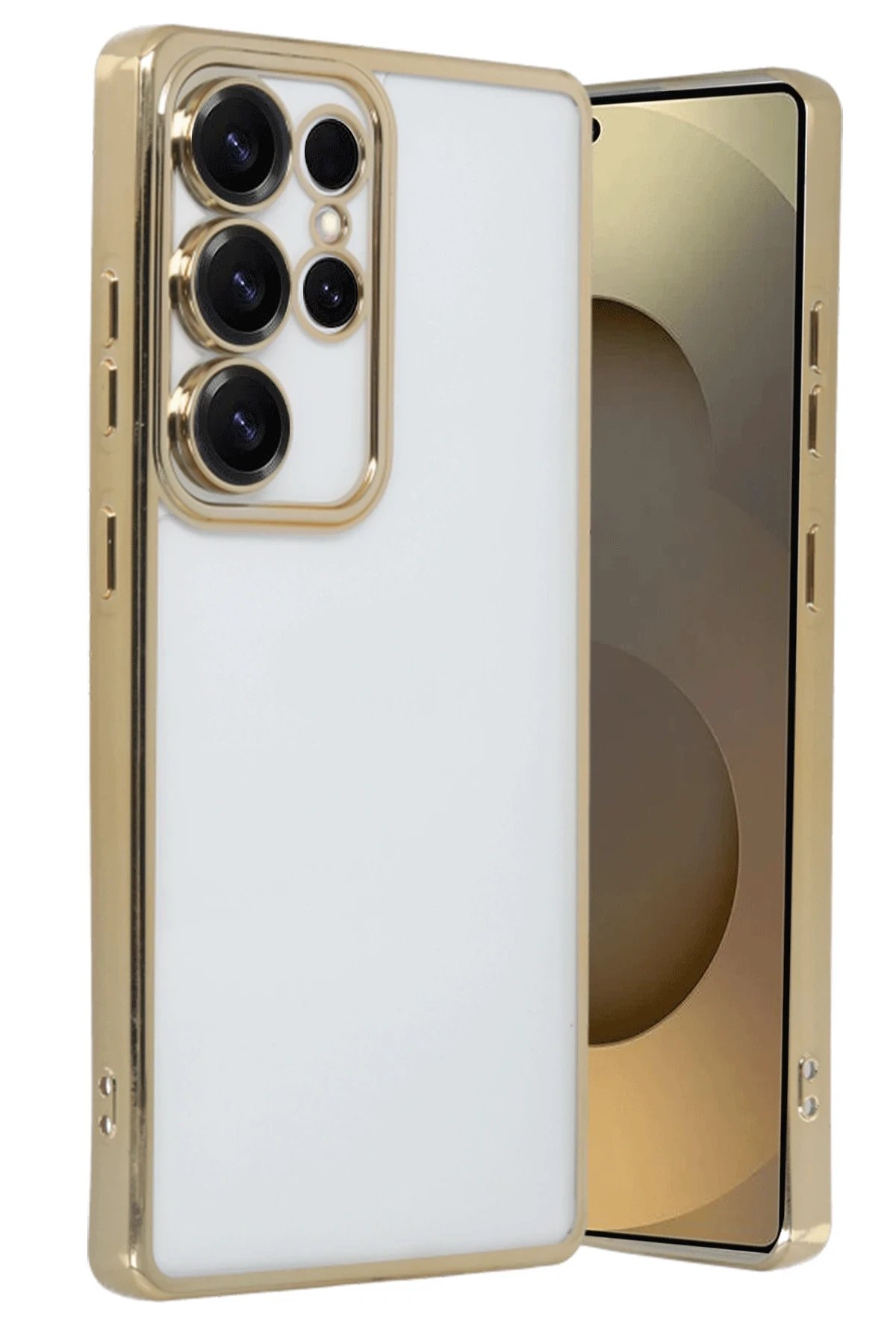 Newface Samsung Galaxy S25 Ultra Kılıf Razer Lensli Silikon - Gold