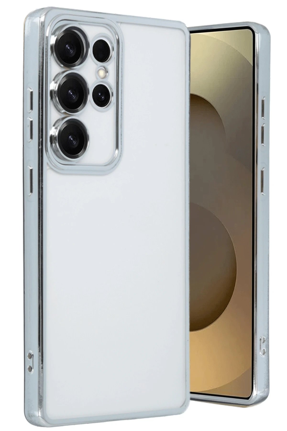 Newface Samsung Galaxy S25 Ultra Kılıf Razer Lensli Silikon - Gümüş