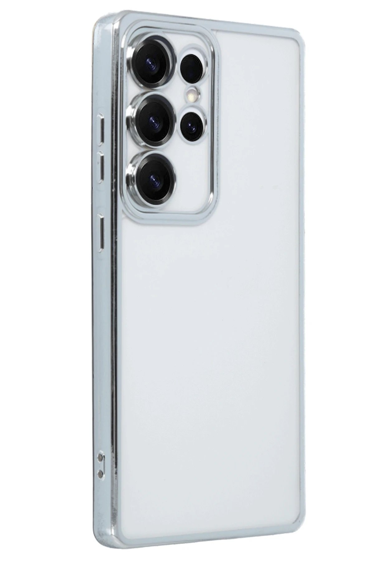 Newface Samsung Galaxy S25 Ultra Kılıf Razer Lensli Silikon - Gümüş