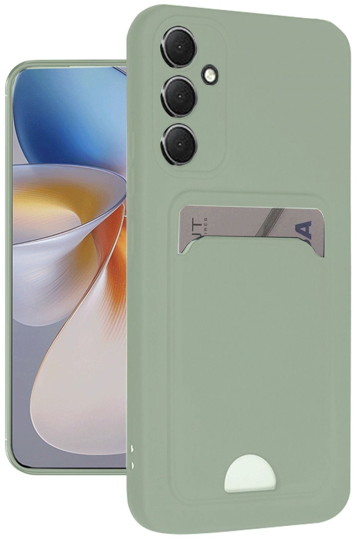 Newface Samsung Galaxy A16 5G Kılıf Kelvin Kartvizitli Silikon - Su Yeşili