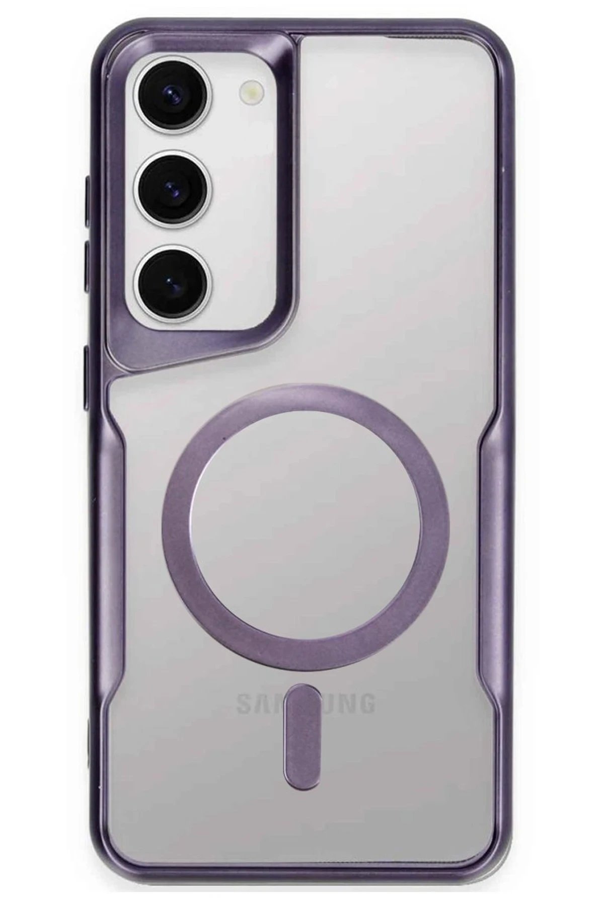 Newface Samsung Galaxy S23 Kılıf Boyi Magsafe Silikon Kapak - Derin Mor