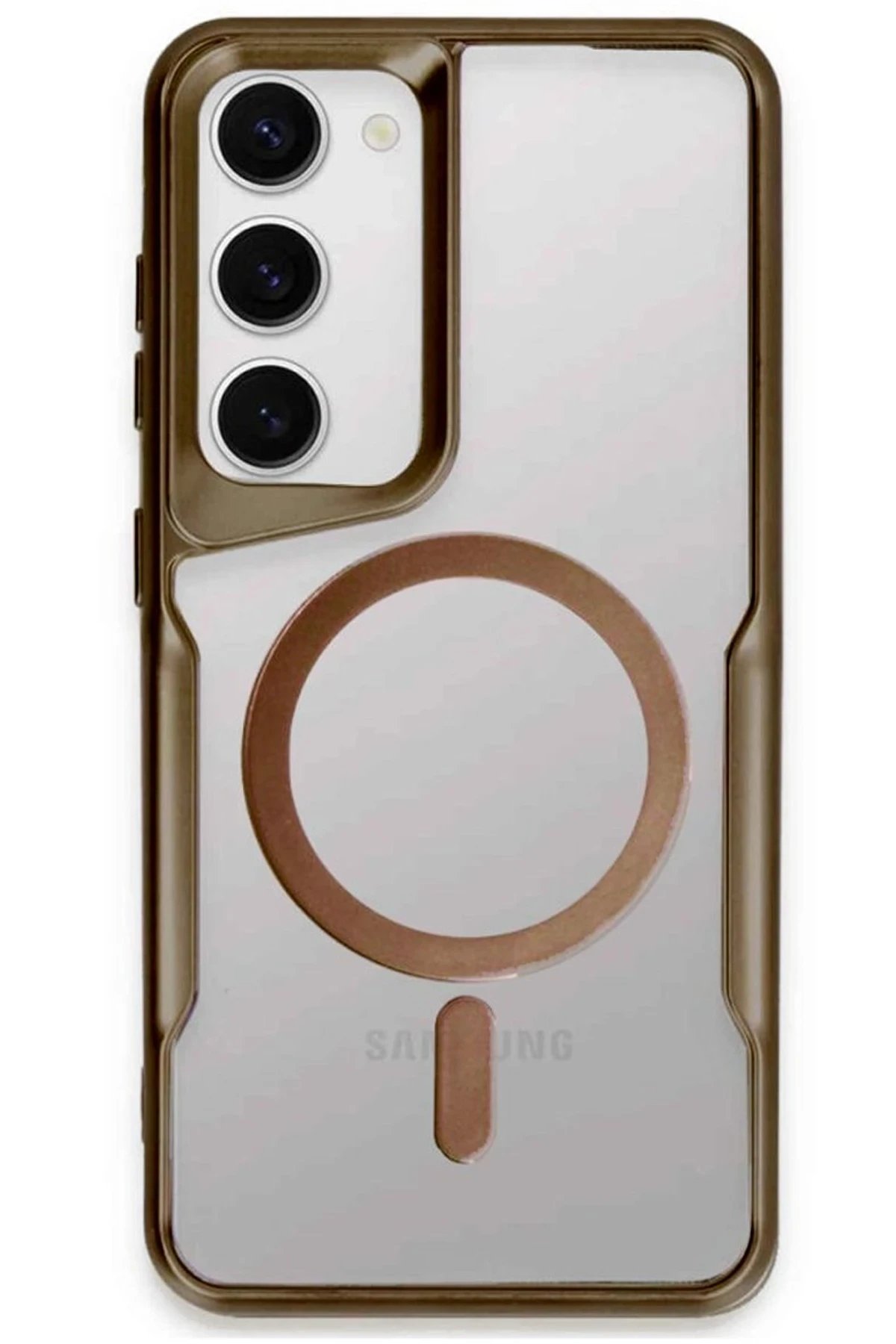 Newface Samsung Galaxy S23 Kılıf Boyi Magsafe Silikon Kapak - Kahverengi