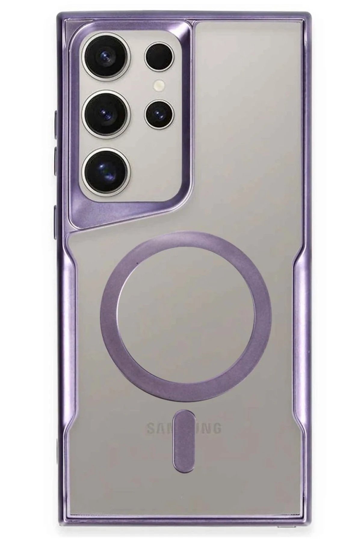 Newface Samsung Galaxy S23 Ultra Kılıf Boyi Magsafe Silikon Kapak - Derin Mor