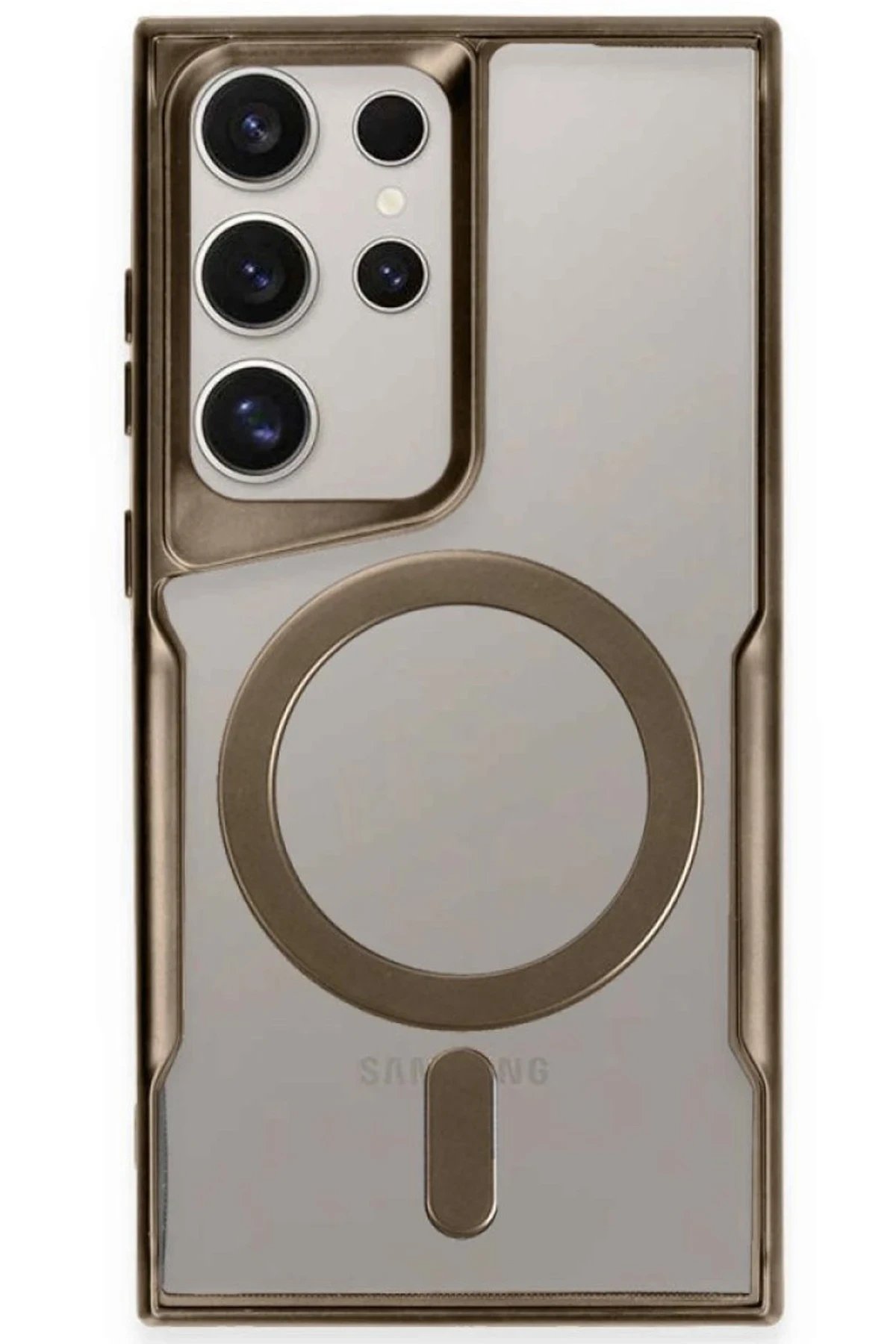 Newface Samsung Galaxy S23 Ultra Kılıf Boyi Magsafe Silikon Kapak - Kahverengi